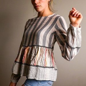 THML Long Sleeve Tiered Top, Anthropology Inspired